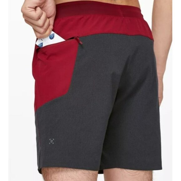 Lululemon Men Namaste At The Beach Short 8” Large Red Grey - Picture 8 of 8